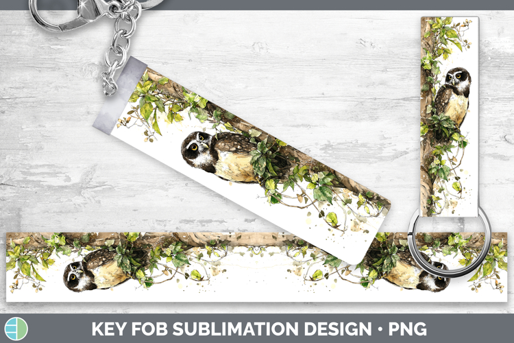 Spectacled Owl Owls Sketch Key Fob Sublimation Design