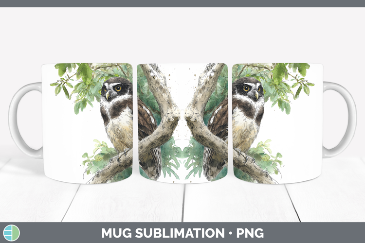 Spectacled Owl Owls Sketch Mug Wrap Sublimation Design