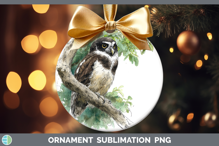 Spectacled Owl Owls Sketch Ornament Sublimation Design