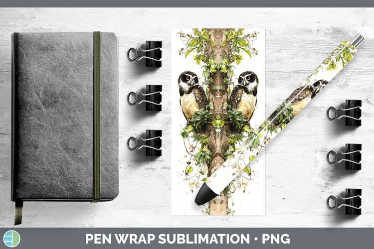 Spectacled Owl Owls Sketch Pen Wrap Sublimation Design