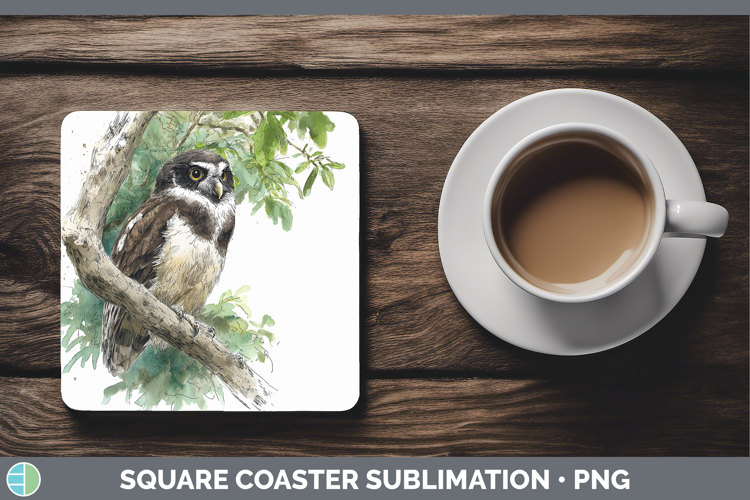 Spectacled Owl Owls Sketch Square Coaster Sublimation Design