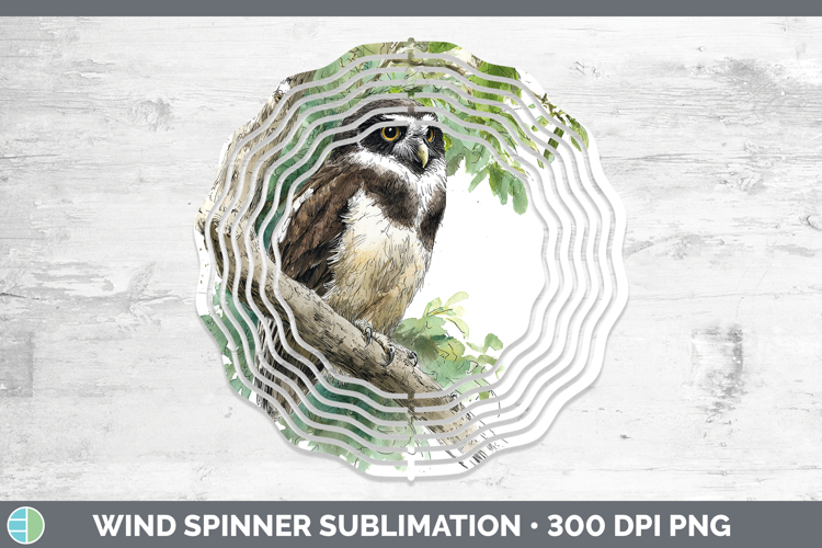 Spectacled Owl Owls Sketch Wind Spinner Sublimation Design