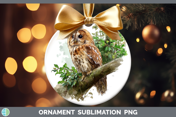 Tawny Owl Owls Sketch Ornament Sublimation Design