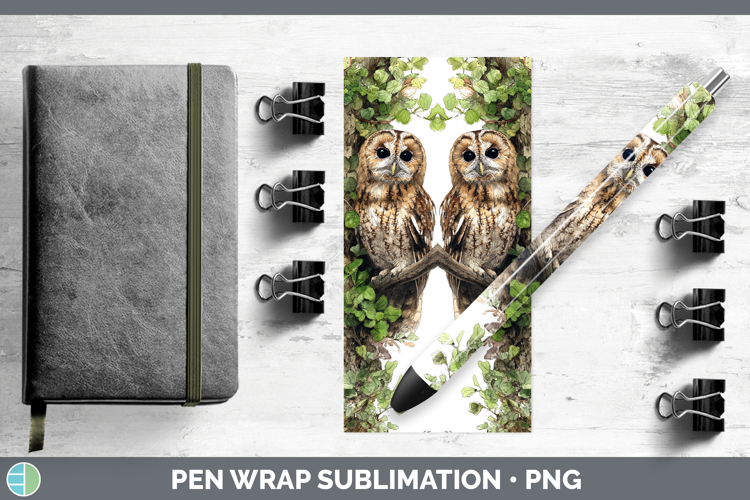 Tawny Owl Owls Sketch Pen Wrap Sublimation Design