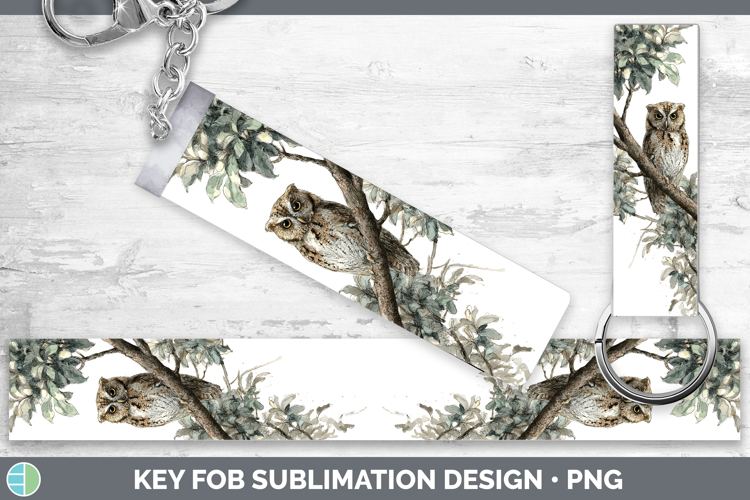 Tufted Owl Owls Sketch Key Fob Sublimation Design