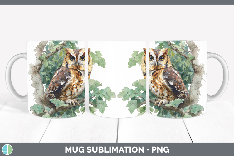 Tufted Owl Owls Sketch Mug Wrap Sublimation Design
