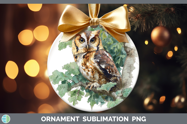 Tufted Owl Owls Sketch Ornament Sublimation Design