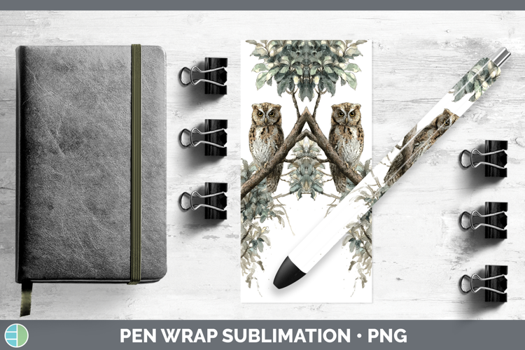 Tufted Owl Owls Sketch Pen Wrap Sublimation Design