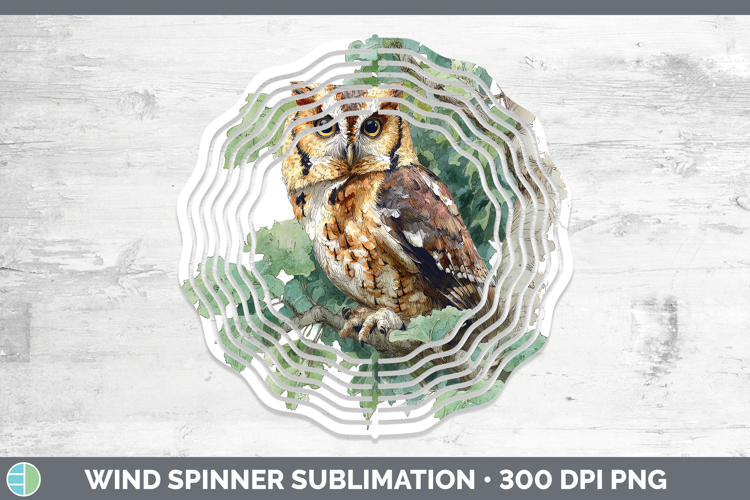 Tufted Owl Owls Sketch Wind Spinner Sublimation Design