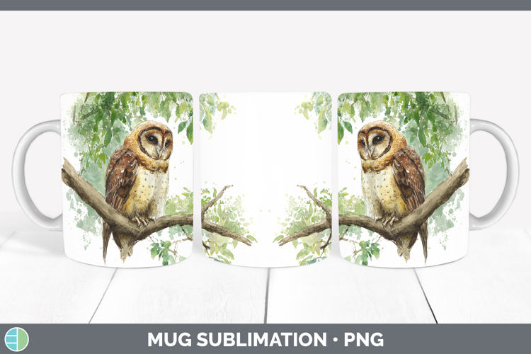 Wood Owl Owls Sketch Mug Wrap Sublimation Design