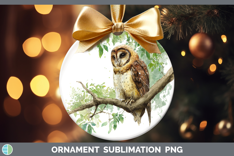Wood Owl Owls Sketch Ornament Sublimation Design