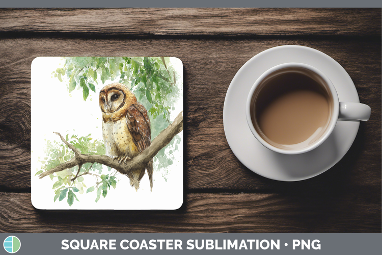 Wood Owl Owls Sketch Square Coaster Sublimation Design