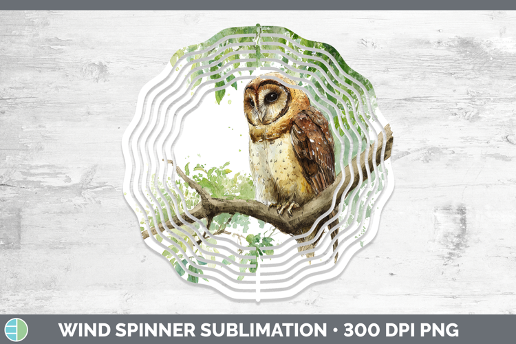 Wood Owl Owls Sketch Wind Spinner Sublimation Design