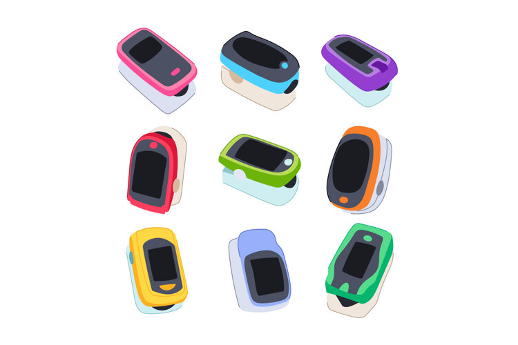 O2 Monitor Cartoon oxygen fingertip monitor set cartoon (6567503)