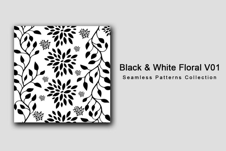 Black   White Floral V01 Seamless Patterns Collection