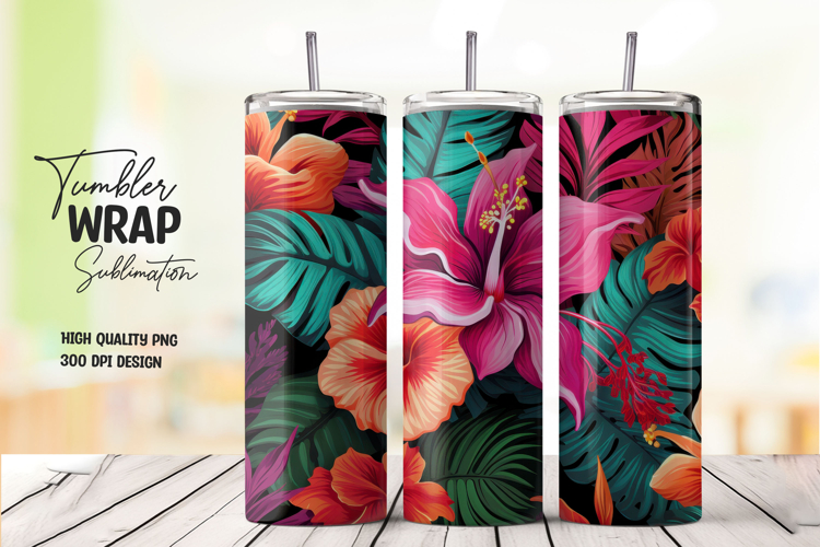 Pink Paradise Flowers 20oz Tumbler Wrap