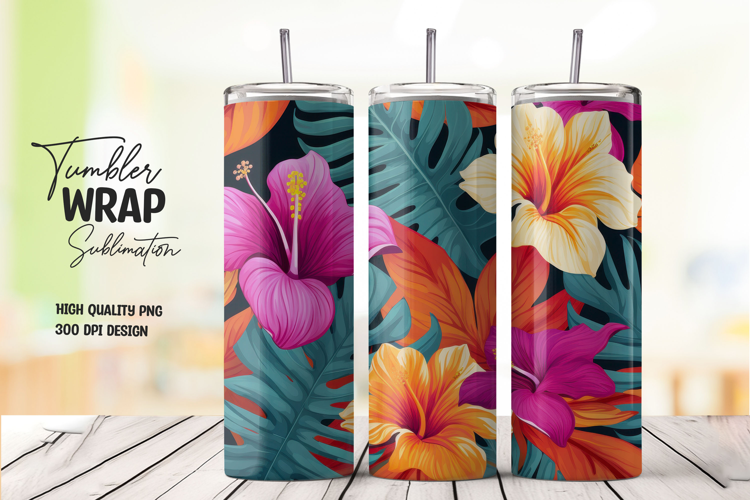 Tropical Hibiscus Flowers 20oz Tumbler Wrap