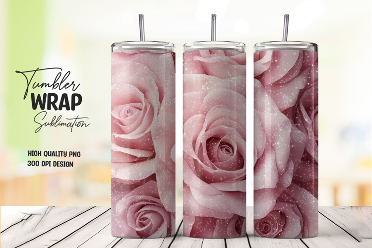 Romantic Pink Roses 20oz Tumbler Wrap