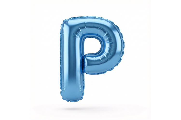Blue Metallic Letter P Foil Balloon Party Decoration