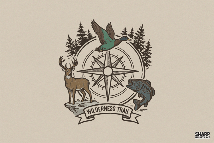 Wilderness Trail PNG, Hunting PNG, Fishing PNG, Duck Deer