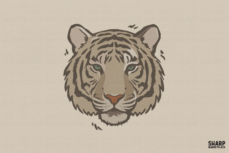 Tiger Head Trendy Shirt Sublimation, Neutral Big Cat