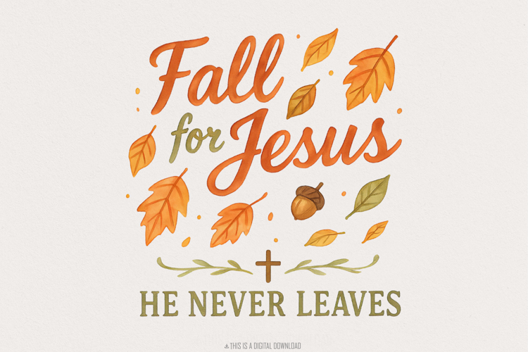 Fall for Jesus png, He Never Leaves png, Fall Png,
