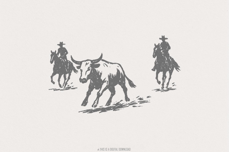 Western Rodeo PNG, Cowboy Digital Download, Cattle Ranch