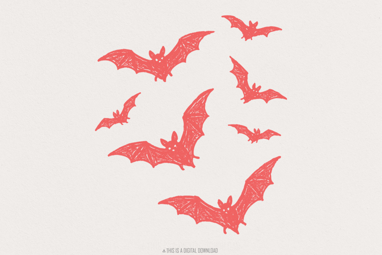 Hand Drawn Red Bats PNG, Halloween Bats Clipart PNG, Spooky