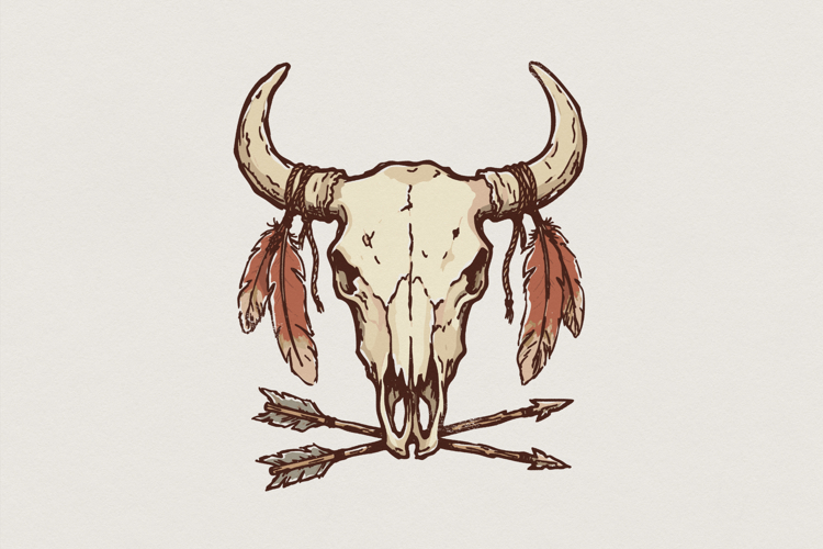 Cow Skull PNG, Western Skull Digital Download, Boho Arrows,