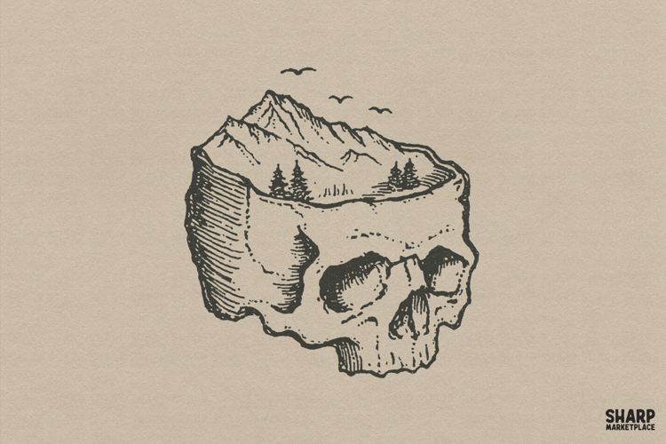 Skull Mountain Lake, Western PNG Nature Scene, Camping PNG