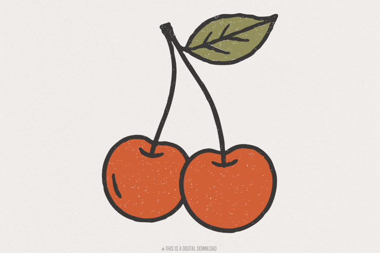 Trendy Cherry Retro Aesthetic, Custom Illustration Art,