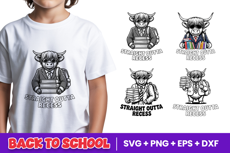 Straight Outta Recess Cow SVG PNG