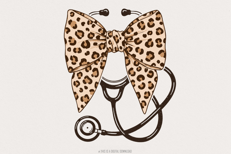Leopard Nurse Coquette Bow Png, Retro Nursing Sublimation