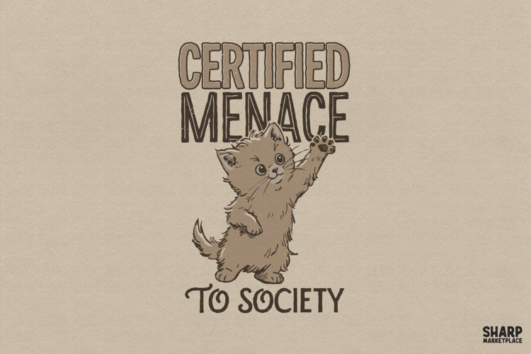 Certified Menace To Society Funny Kitten Graphic, Sarcastic