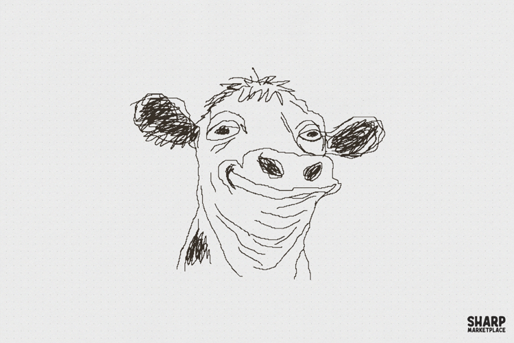 Smiling Hand Drawn Cow Face PNG, Highland Cow Shirt, example image 1