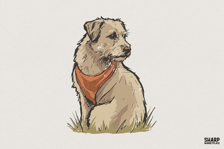 Terrier Dog PNG, Digital Download Dog Art, Hand Drawn Dog