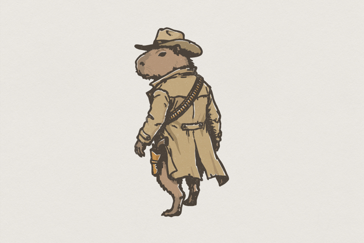 Cowboy Capybara PNG, Wild West Animal Design, Funny Cowboy