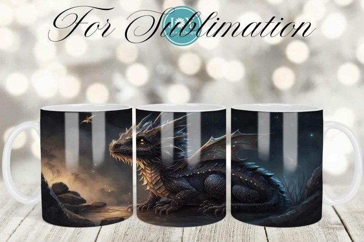 DRAGON 11OZ 12OZ AND 15OZ COFFEE MUG WRAP SUBLIMATION DESIGN