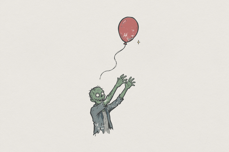 Zombie Letting Go Of Balloon PNG, Funny Halloween Shirt