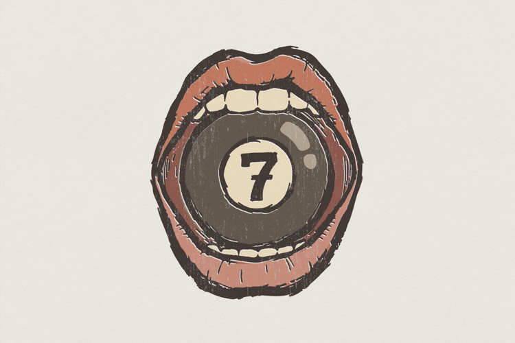 7 Ball Mouth Art PNG, Vintage Billiards Shirt, Retro Bar