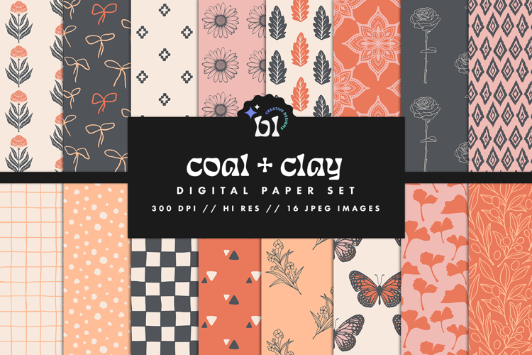16 Coal & Clay Seamless Patterns