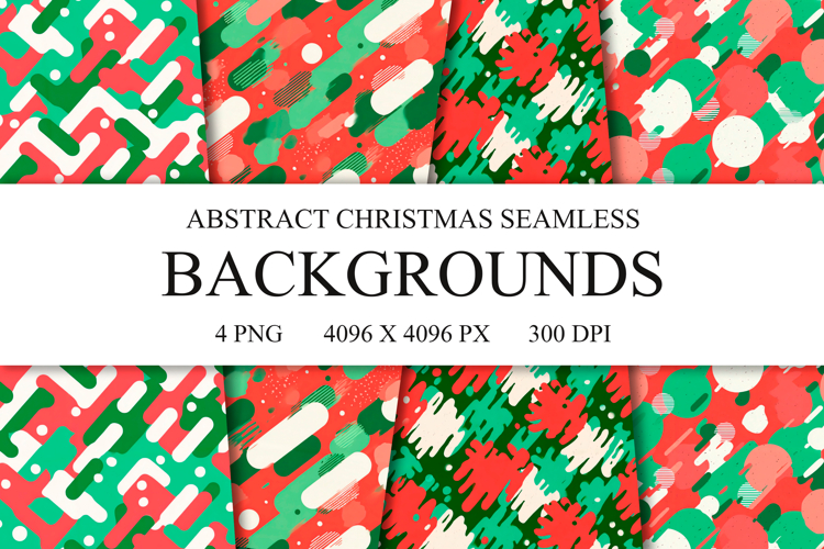 4 Abstract Christmas Seamless Patterns, Xmas Digital Paper