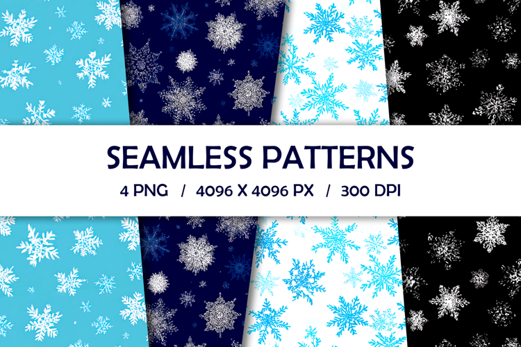 Festive Snowflakes Seamless Patterns, Xmas Digital Paper PNG