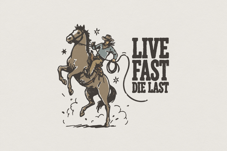Live Fast Die Last PNG, Cowboy Western Shirt Digital