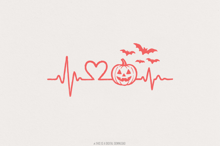 Halloween png, Heartbeat png, Pumpkin png, Spooky png, example image 1