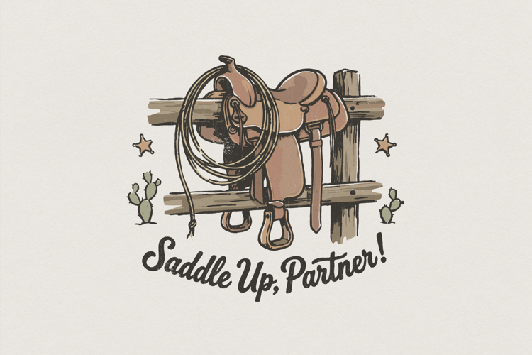 Saddle Up Partner PNG, Western Saddle Digital Download,
