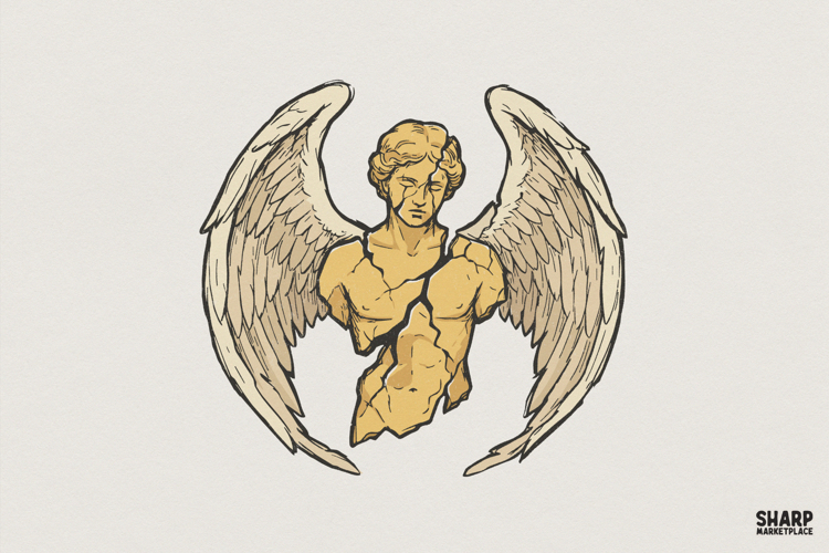 Broken Angel Statue PNG, Greek Sculpture Winged Bust