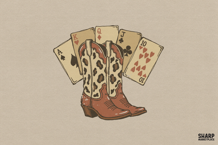 Cowgirl Boots And Playing Cards Western PNG, Trendy PNG,