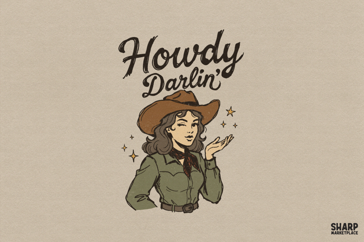 Howdy Darlin Western PNG, Trendy Shirt PNG For Funny