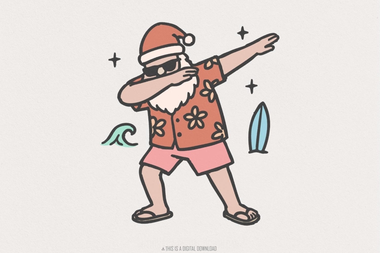 Dabbing Santa PNG, Funny Christmas Shirt, Tropical Holiday,